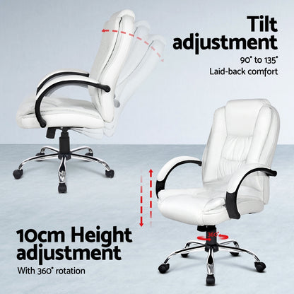 Computer Desk 120cm with Executive Office Chair Set - White