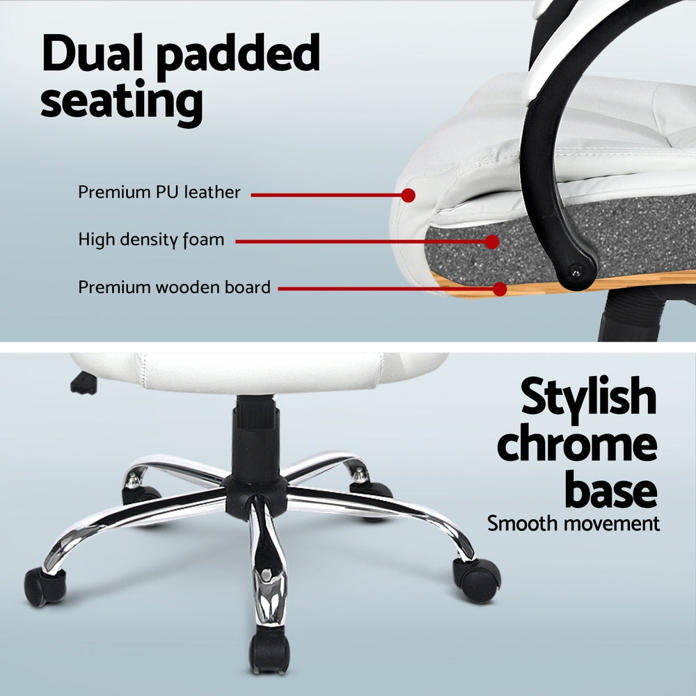 Computer Desk 120cm with Executive Office Chair Set - White