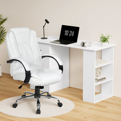 Computer Desk 120cm with Executive Office Chair Set - White