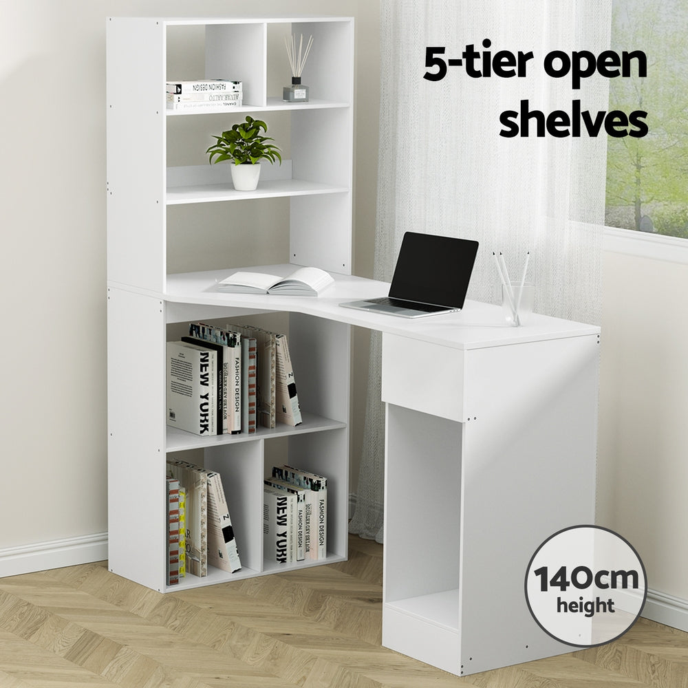 Computer Desk Bookshelf Drawer Cabinet 120CM - White