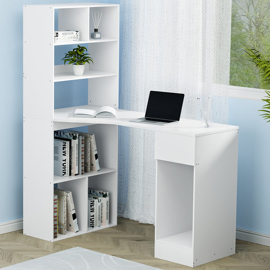 Computer Desk Bookshelf Drawer Cabinet 120CM - White