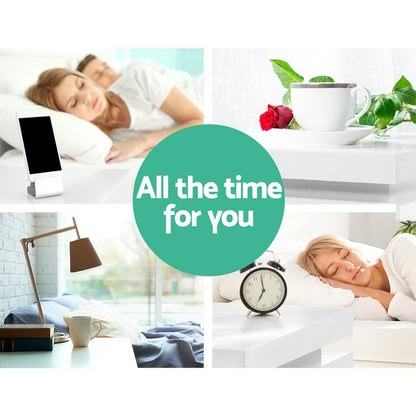 Coley LED Bedside Table 3 Drawers - White