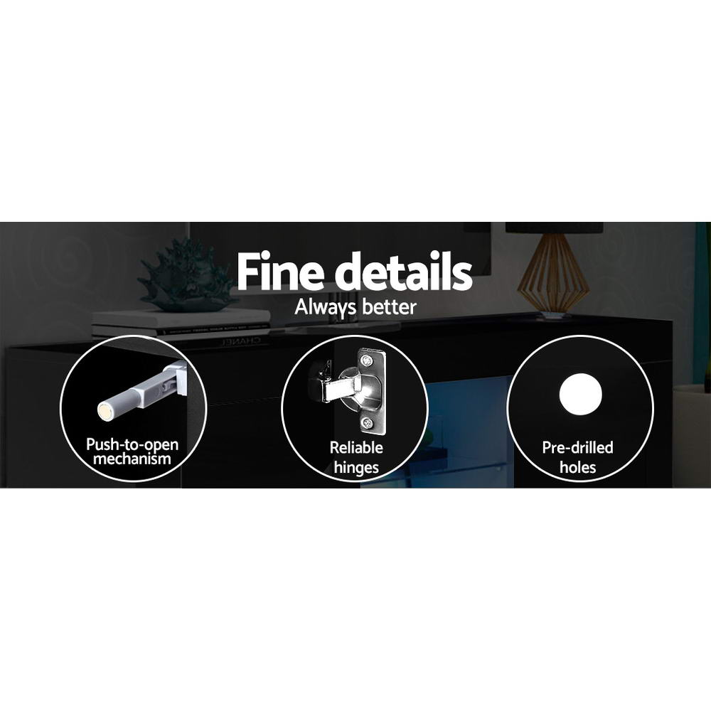 Bobi Entertainment Unit TV Cabinet LED 160cm - Black