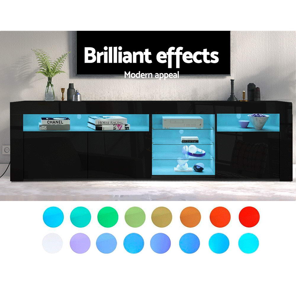 Bobi Entertainment Unit TV Cabinet LED 180cm - Black