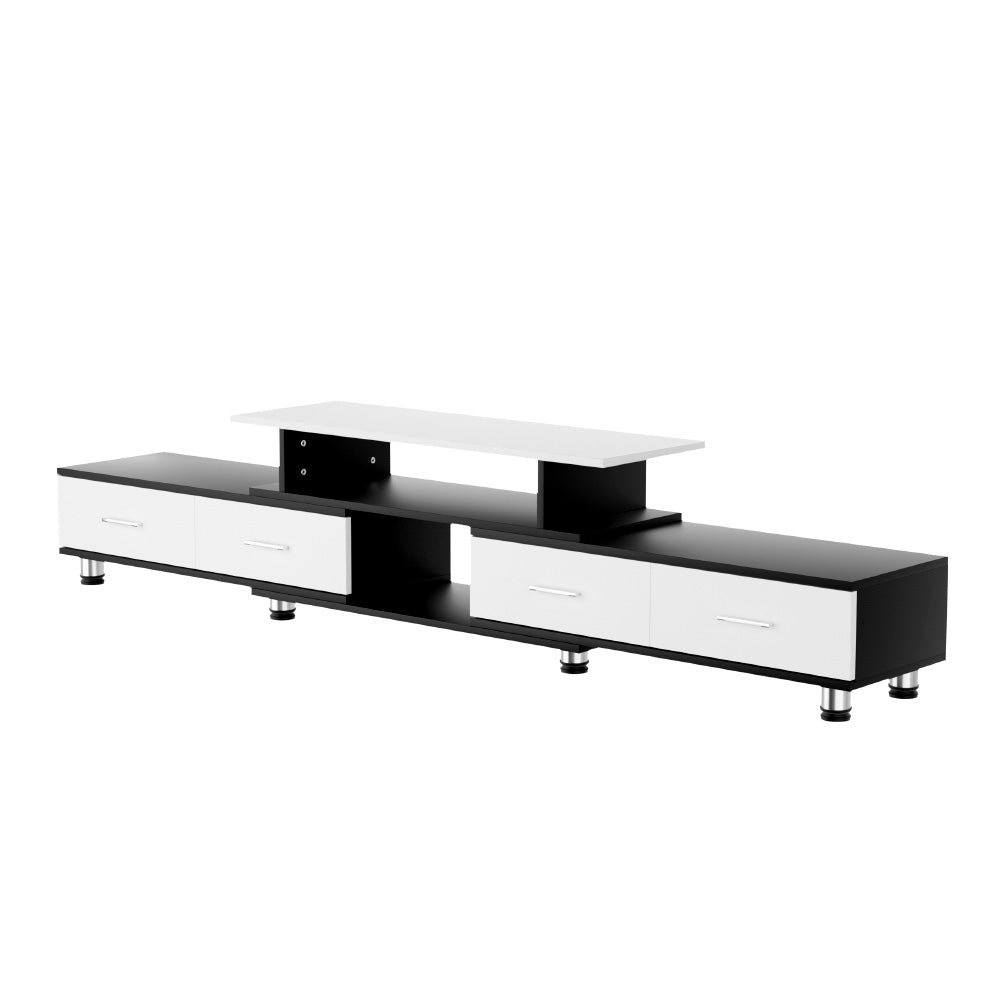 3-in-1 TV Cabinet Entertainment Unit Extendable 160CM To 220CM - Black & White