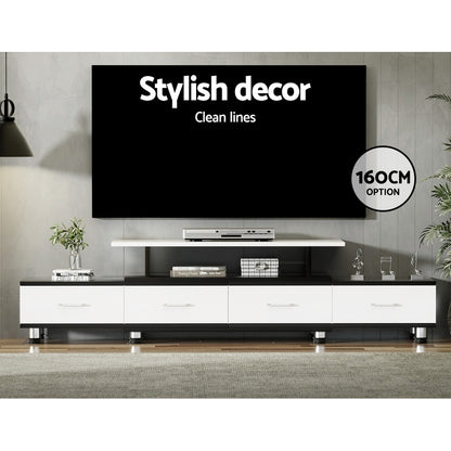 3-in-1 TV Cabinet Entertainment Unit Extendable 160CM To 220CM - Black & White