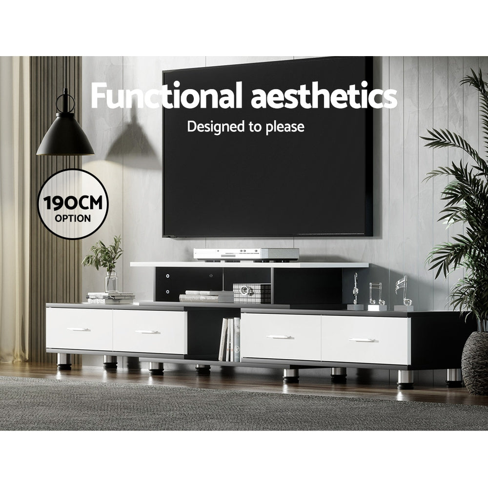 3-in-1 TV Cabinet Entertainment Unit Extendable 160CM To 220CM - Black & White