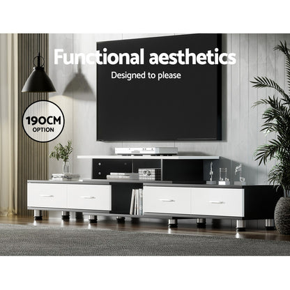 3-in-1 TV Cabinet Entertainment Unit Extendable 160CM To 220CM - Black & White