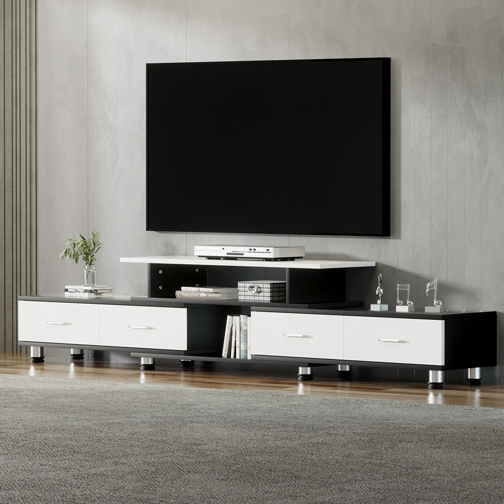 3-in-1 TV Cabinet Entertainment Unit Extendable 160CM To 220CM - Black & White