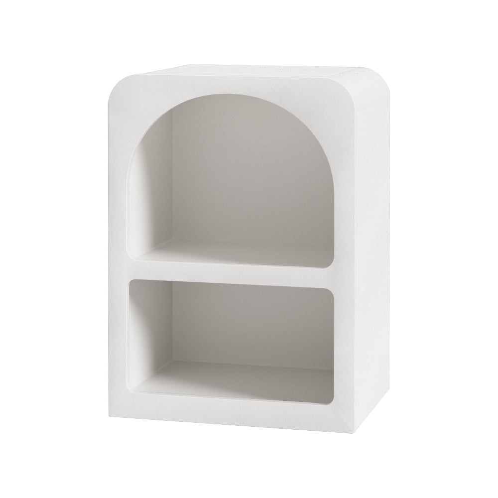 Arched Bedside Table Shelves Nightstand - White