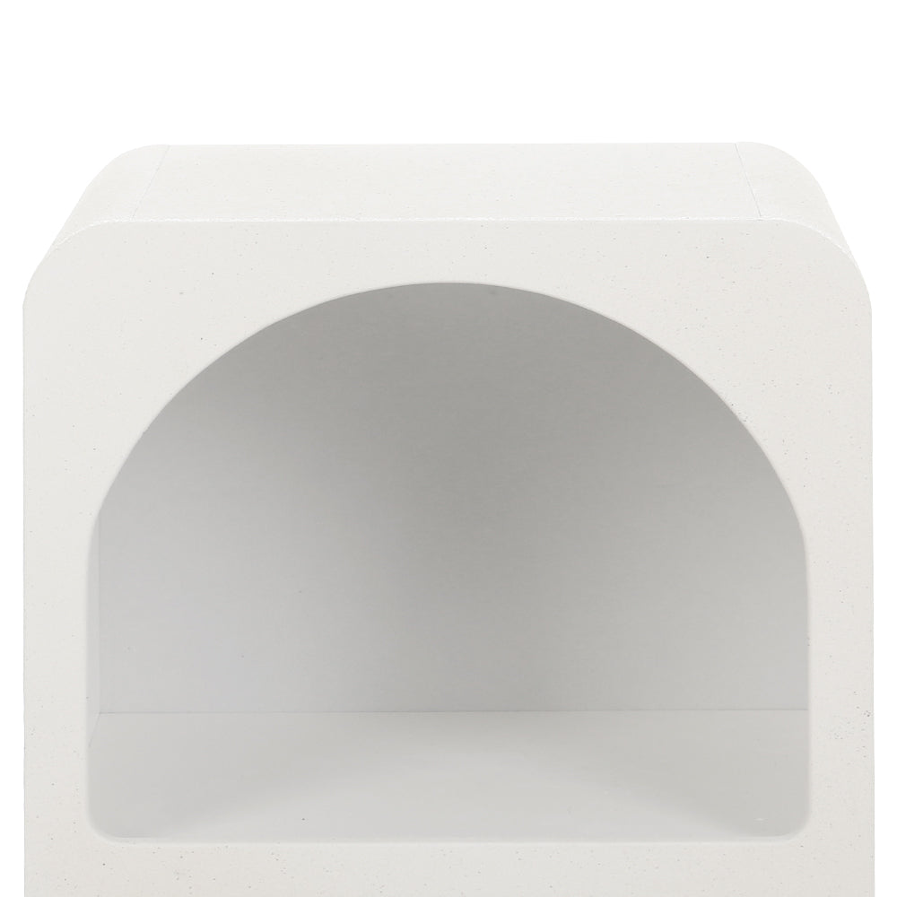 Arched Bedside Table Shelves Nightstand - White