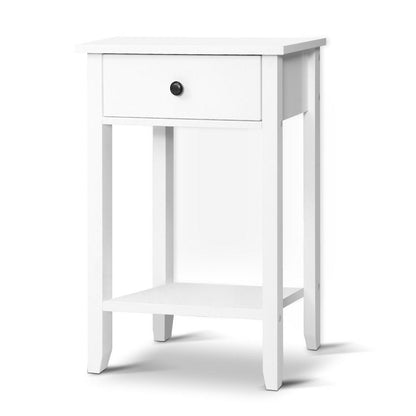 Bowie Bedside Table 1 Drawer with Shelf - White