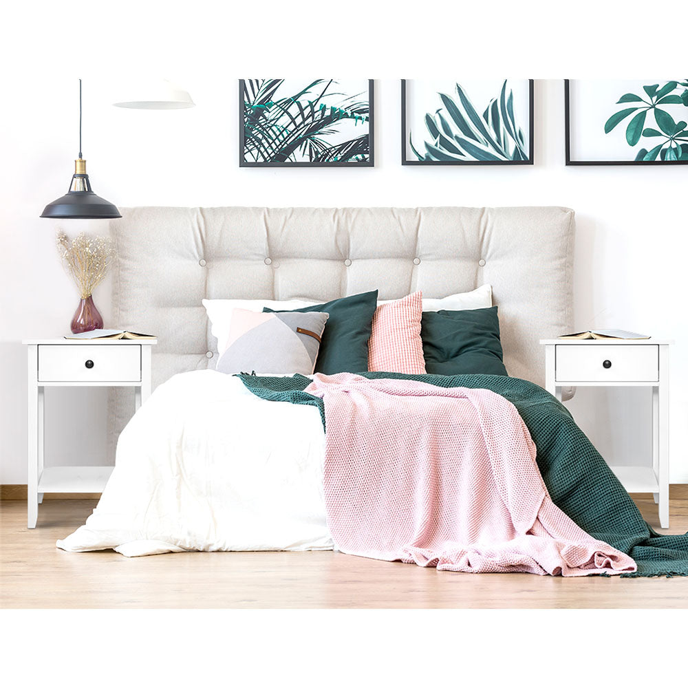 Bowie Bedside Table 1 Drawer with Shelf - White