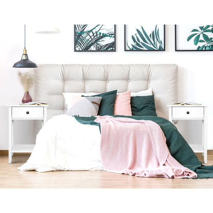 Bowie Bedside Table 1 Drawer with Shelf - White