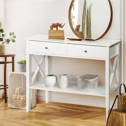Chloe Console Table 2 Drawers 100CM - White