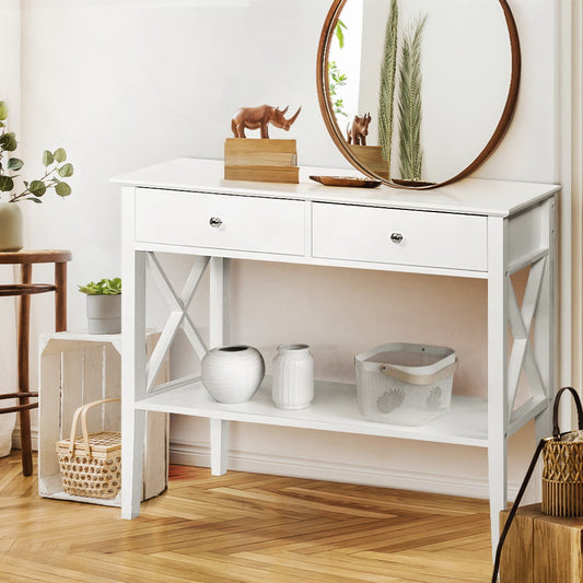 Chloe Console Table 2 Drawers 100CM - White
