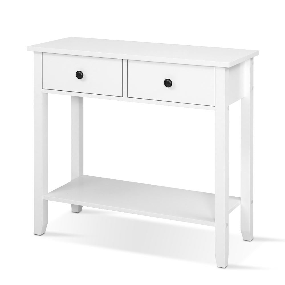 Chole Console Table 2 Drawers 80CM - White