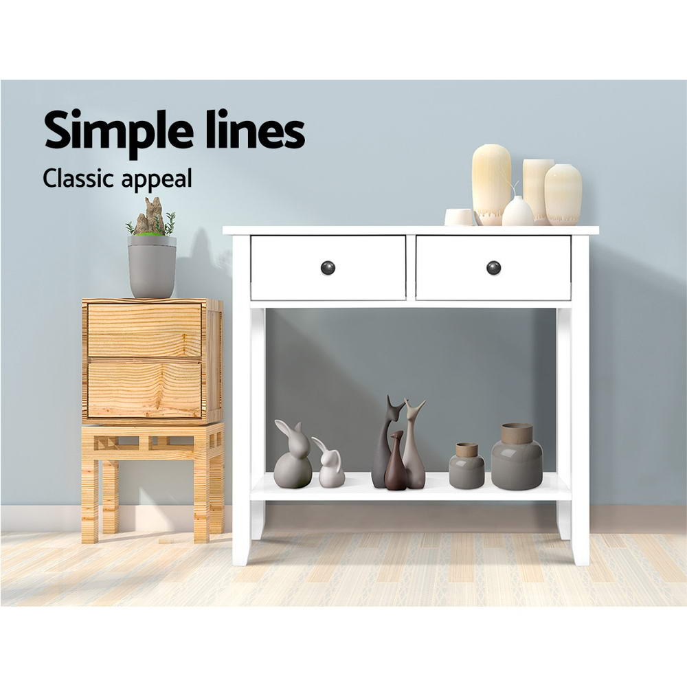 Chole Console Table 2 Drawers 80CM - White