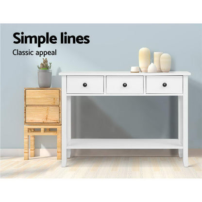 Chole Console Table 3 Drawers 100CM - White
