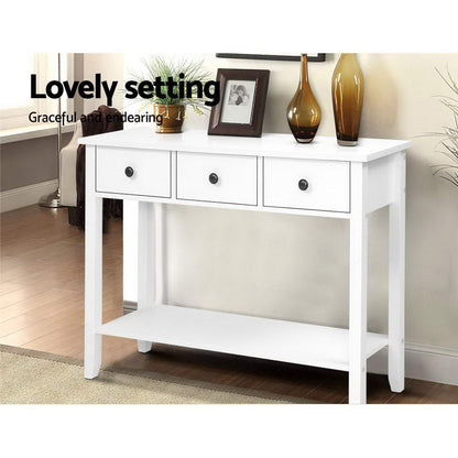 Chole Console Table 3 Drawers 100CM - White