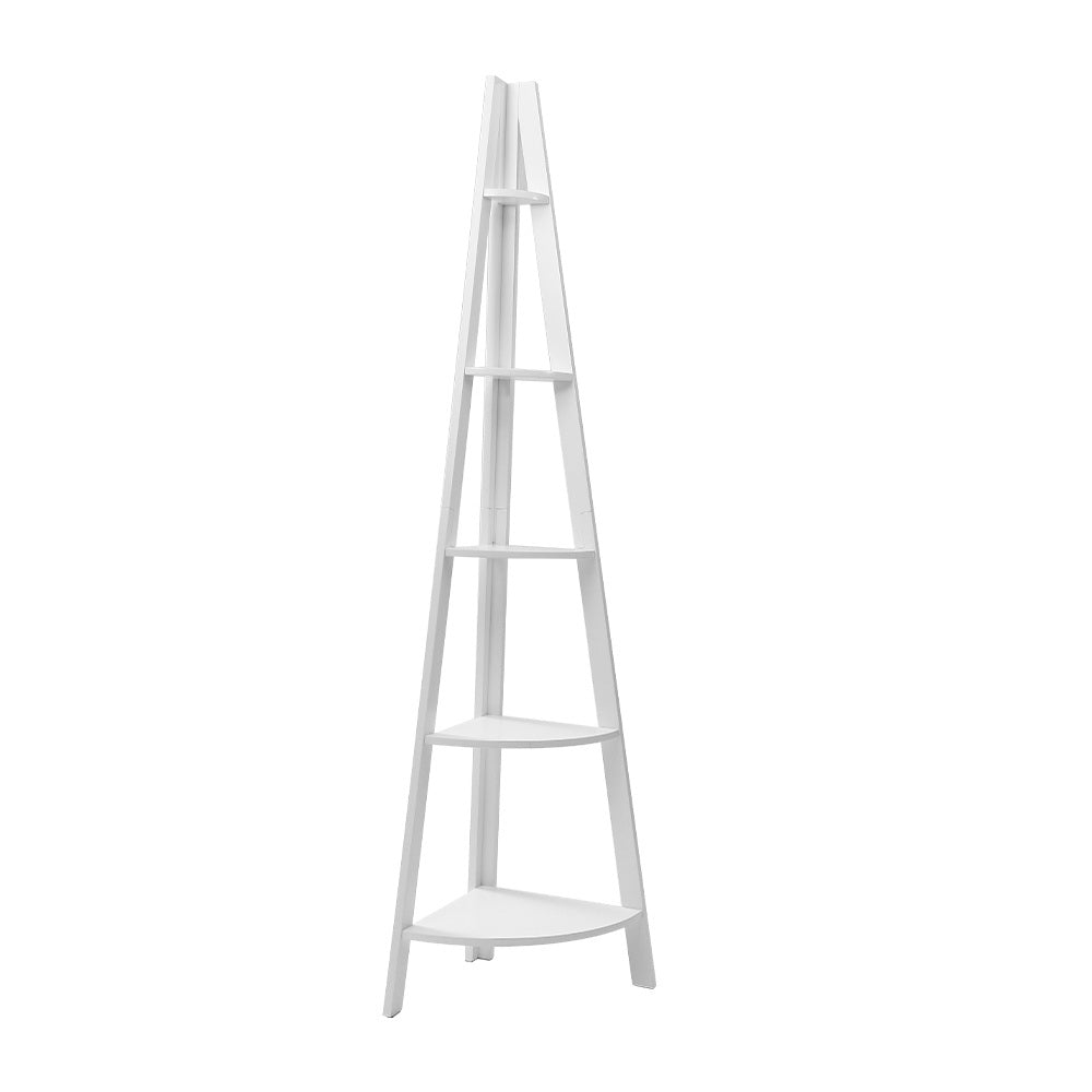 Cane Bookshelf Corner Shelf 5 Tiers - White