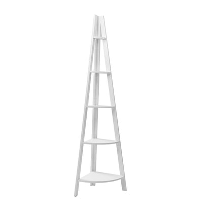 Cane Bookshelf Corner Shelf 5 Tiers - White