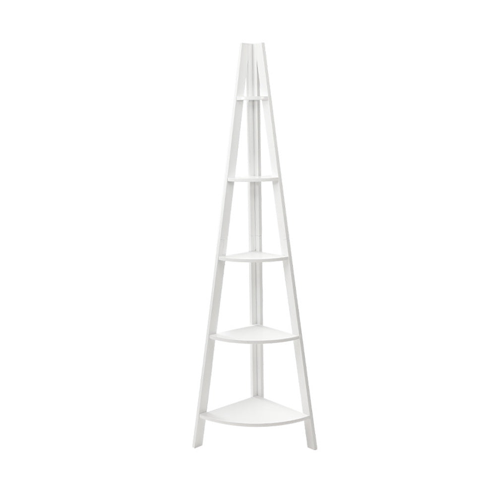 Cane Bookshelf Corner Shelf 5 Tiers - White