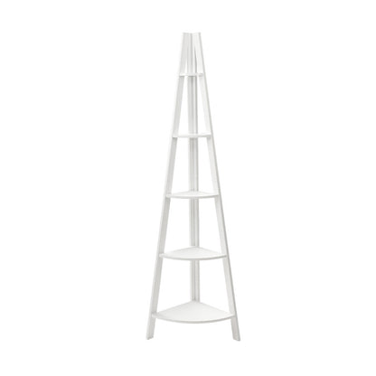 Cane Bookshelf Corner Shelf 5 Tiers - White