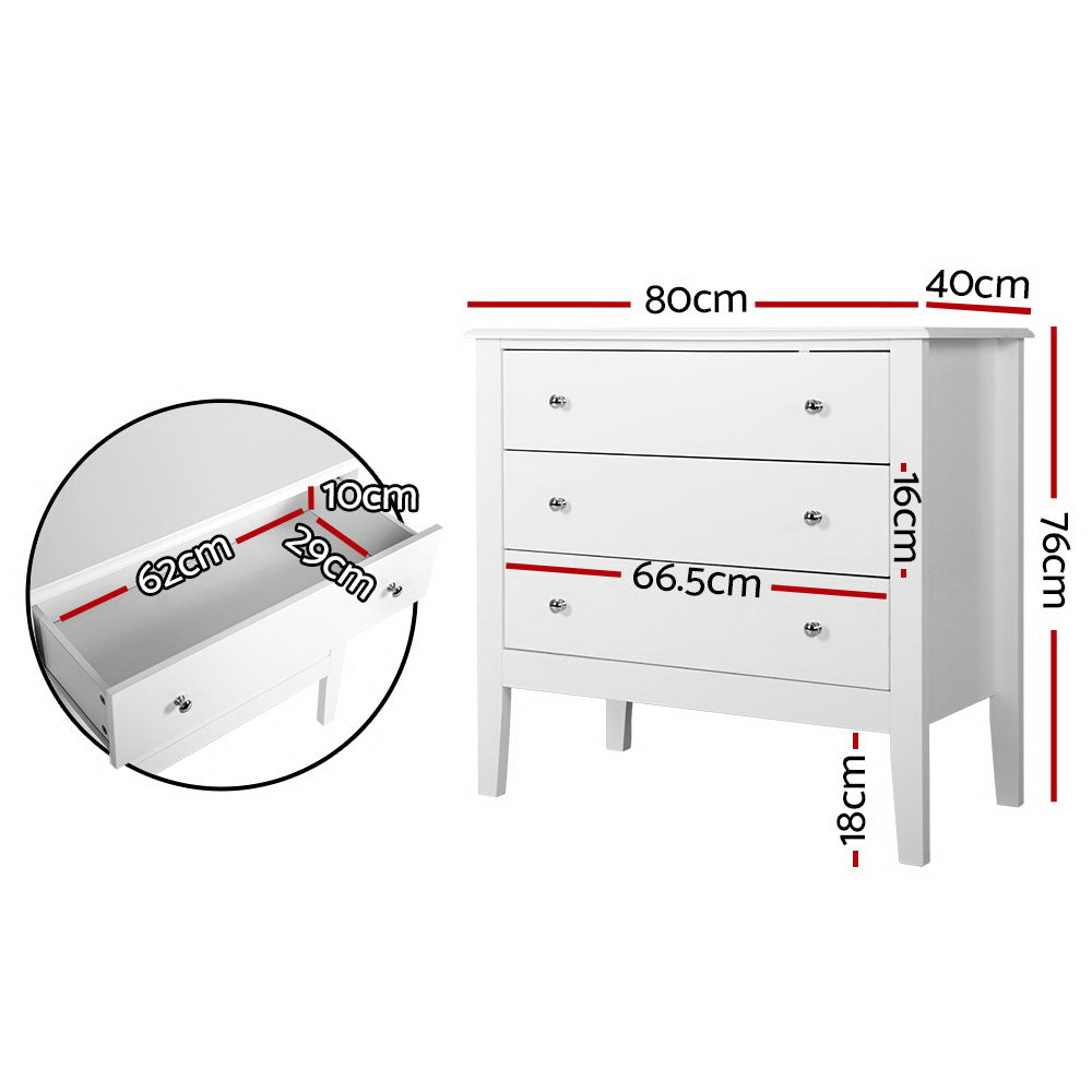 Brittany 3 Chest of Drawers - White