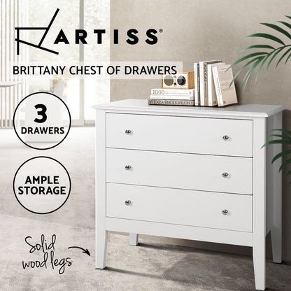 Brittany 3 Chest of Drawers - White