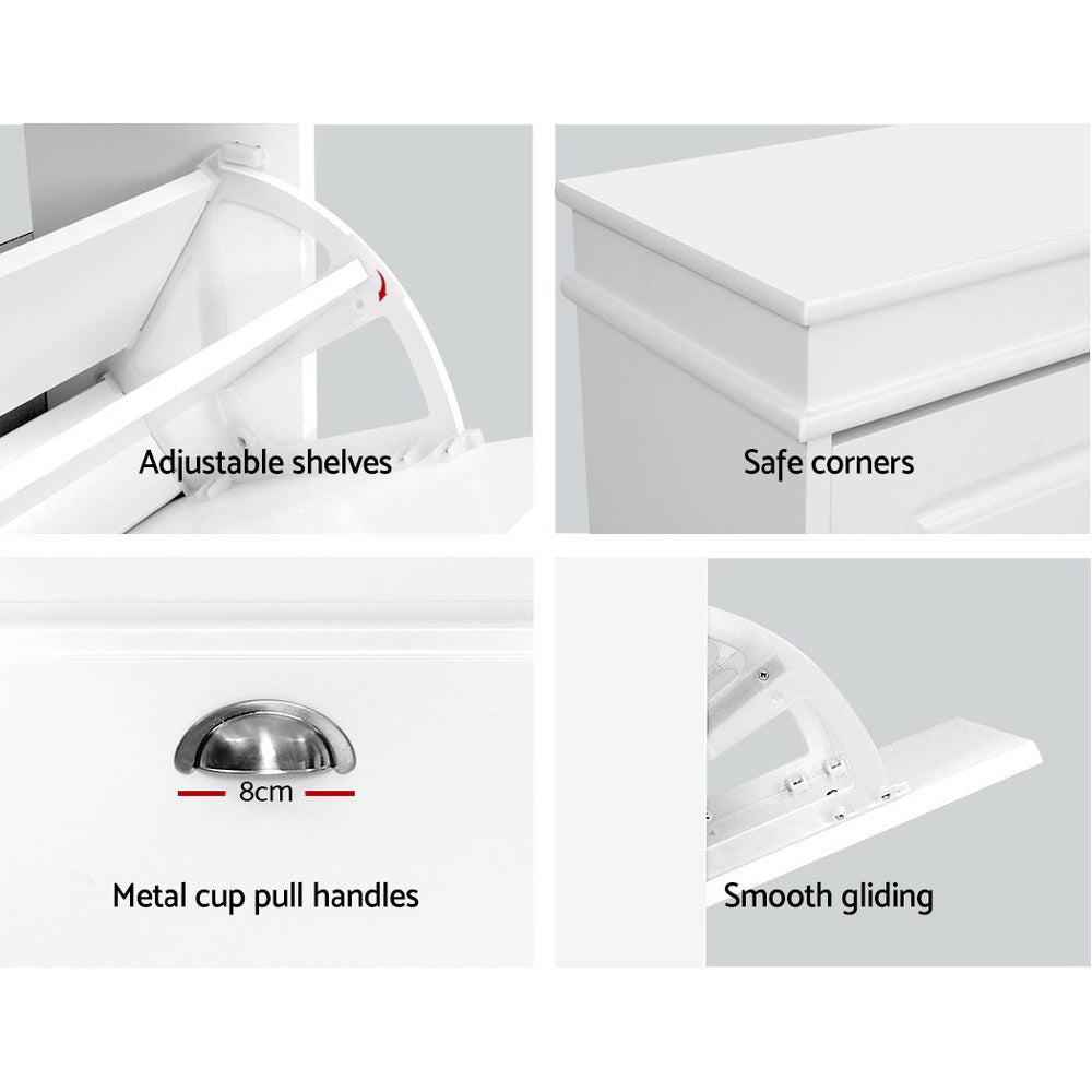Sena Shoe Rack Cabinet 18 Pairs 3-tier - White