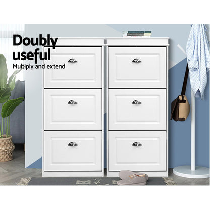 Sena Shoe Rack Cabinet 18 Pairs 3-tier - White