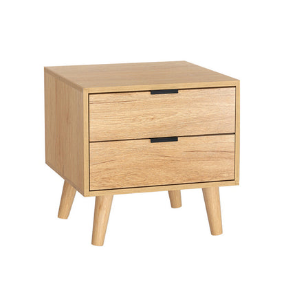 Scandinavian-inspired Bedside Table 2 Drawers - Pine