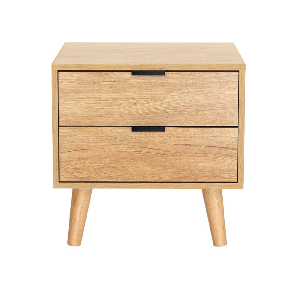 Scandinavian-inspired Bedside Table 2 Drawers - Pine