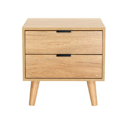 Scandinavian-inspired Bedside Table 2 Drawers - Pine