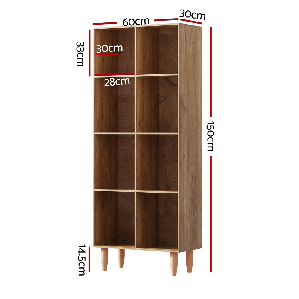 Leor Bookshelf Bookcase 4 Tiers - Walnut
