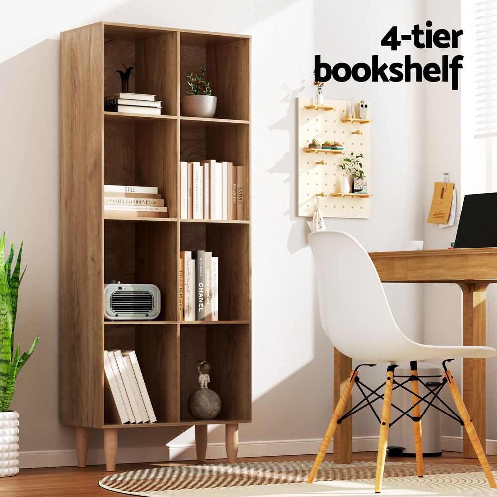 Leor Bookshelf Bookcase 4 Tiers - Walnut