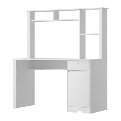Computer Desk Office Study Desks Table Drawer Bookshelf Cabinet - White