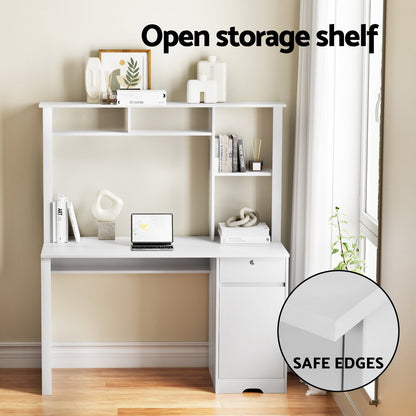 Computer Desk Office Study Desks Table Drawer Bookshelf Cabinet - White