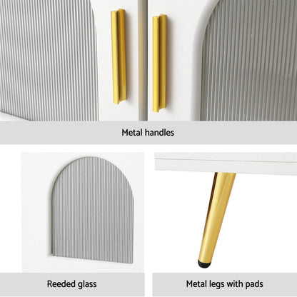 LED Coffee Table Shelf Drawer Storage - White