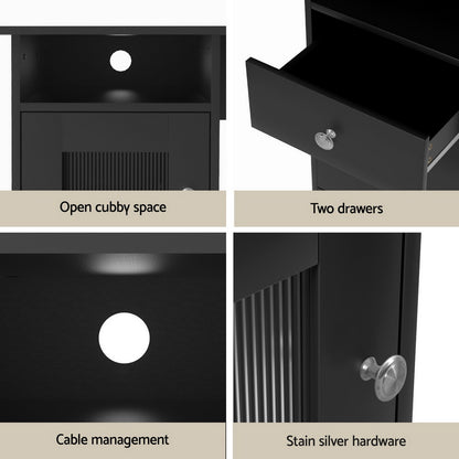 Computer Desk Home Office L-shaped Corner Table with Storage - Black