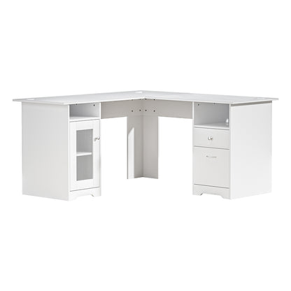 Computer Desk Shelf Cabinet L-Shape 150CM - White