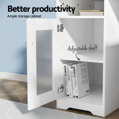 Computer Desk Shelf Cabinet L-Shape 150CM - White