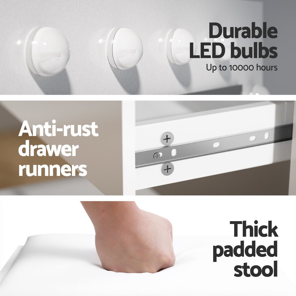 LED Dressing Table Set - White