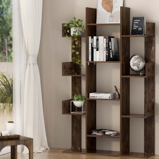 Romi Tree-Shaped Bookshelf - Walnut