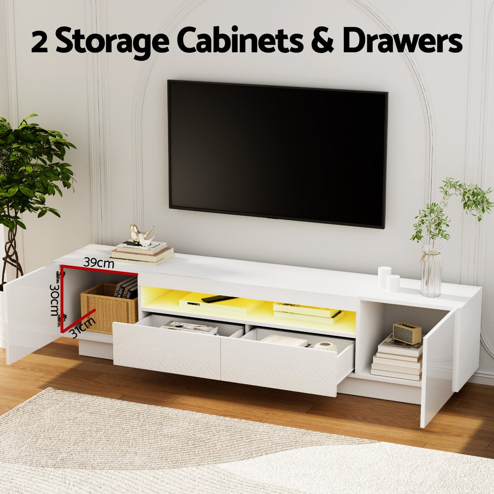 LED TV Unit Entertainment Unit Storage Drawer 180cm - White