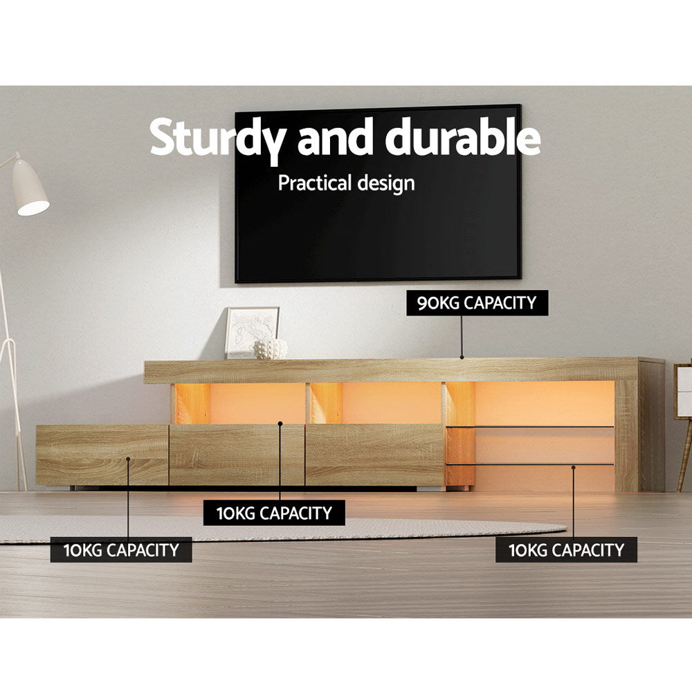 Caya Entertainment Unit TV Cabinet LED 215cm - Pine