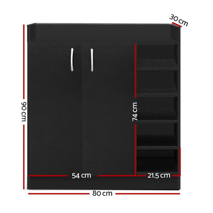 Clair Shoe Rack Cabinet 21 Pairs Adjustable Shelves - Black