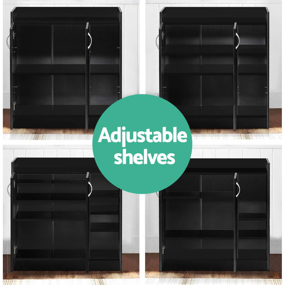 Clair Shoe Rack Cabinet 21 Pairs Adjustable Shelves - Black