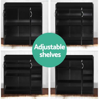 Clair Shoe Rack Cabinet 21 Pairs Adjustable Shelves - Black